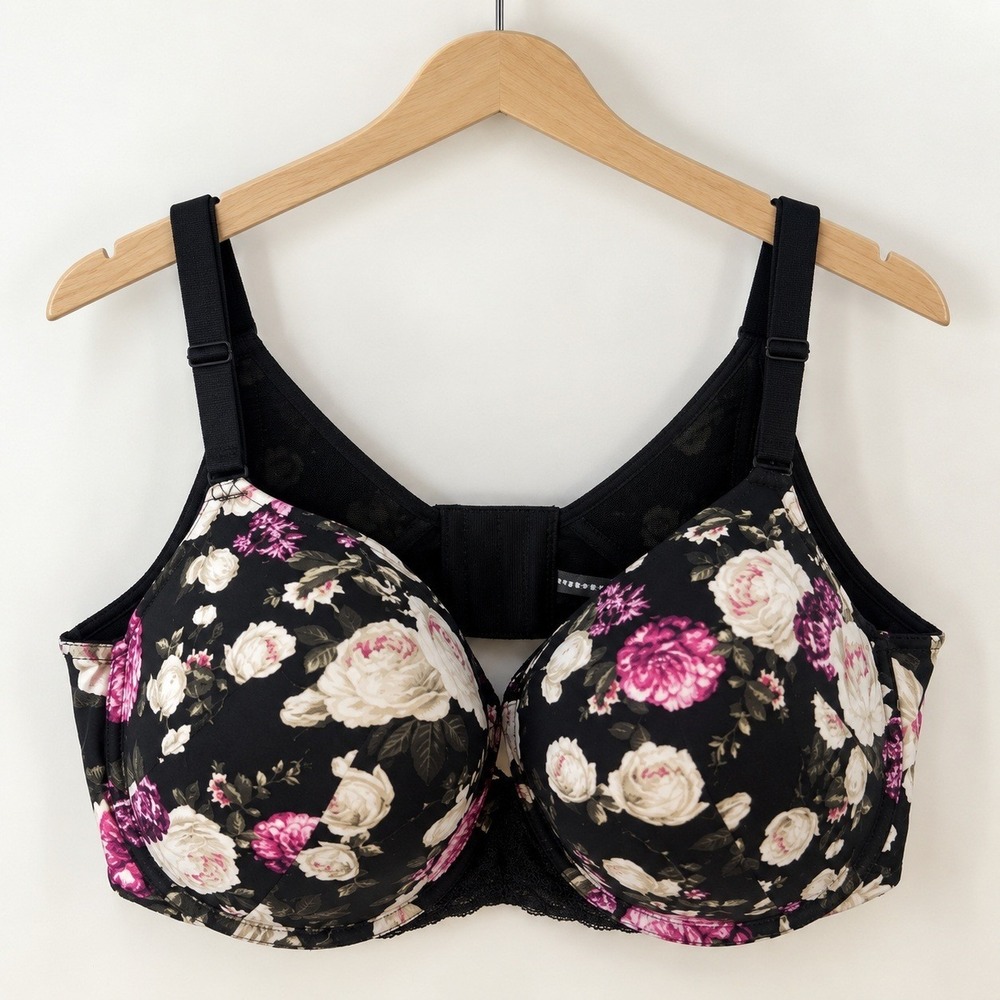 Torrid Dark Floral Push-Up T-Shirt Bra Women 46DDD Cottagecore Goth Coquette - Picture 1 of 9